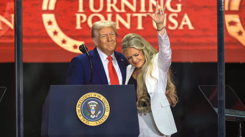Erika Kirk and Donald Trump speak at Charlie Kirk's memorial service