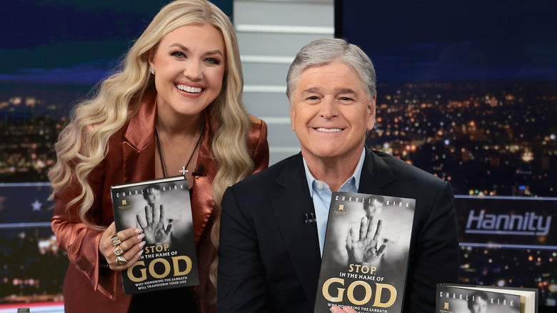 Erika Kirk presenting Charlie Kirk's book