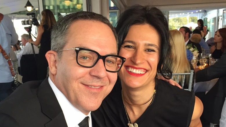 Greg Gutfeld with his wife, Elena Moussa.=