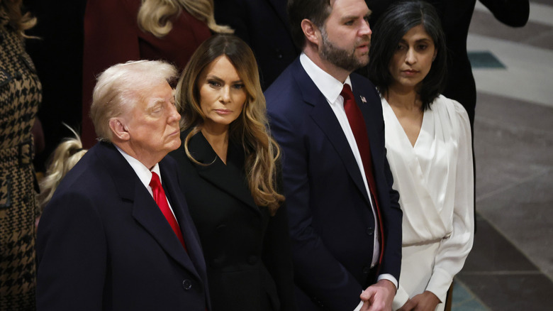 Donald Trump, Melania Trump, JD Vance and Usha Vance at the National Prayer Service on January 21, 2025.
