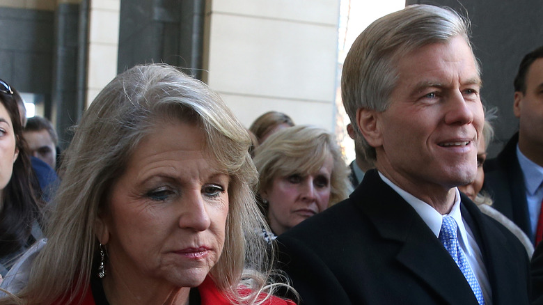 Bob and Maureen McDonnell, surrounded by people, standing beside one another.