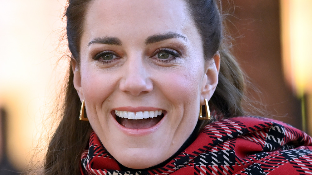 Kate Middleton in plaid scarf