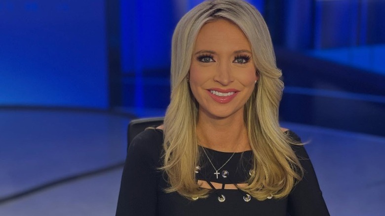 Kayleigh McEnany in a black shirt at the Fox News studios (2025)