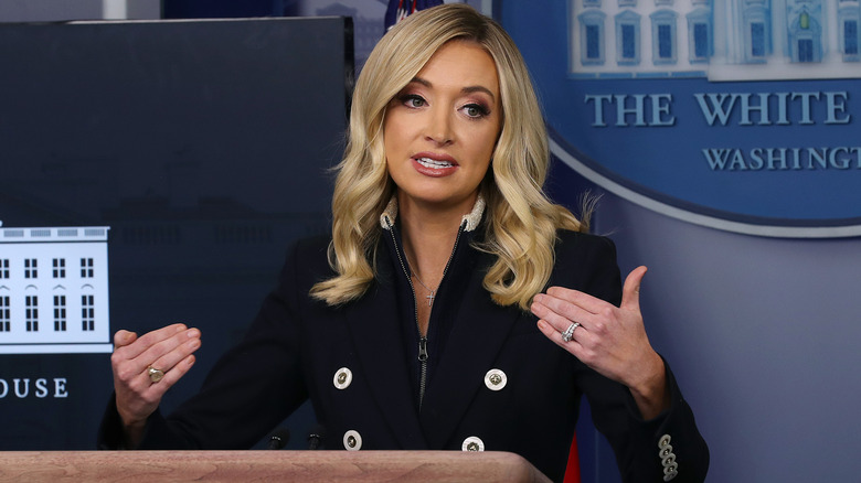 Kayleigh McEnany addresses reporters at a White House press briefing in June 2020