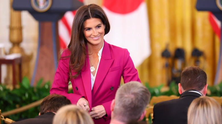 CNN's Chief White House Correspondent Kaitlan Collins stands in the East Room of the White House prior to a joint press conference with President Trump and Shigeru Ishiba