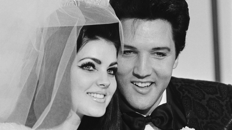 Elvis and Priscilla Presley at their Las Vegas wedding in 1967