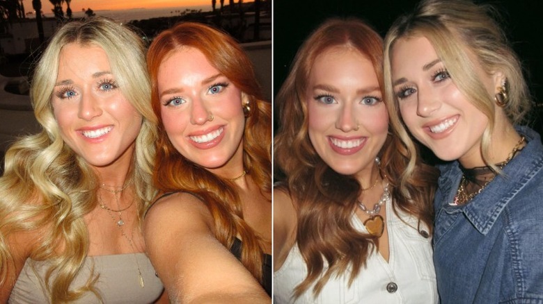 Split image of Riley Gaines and Annie Wilby in 2023 and Riley Gaines and Annie Wilby in 2024.