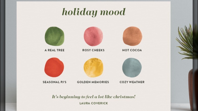 "holiday mood" minimalist paint swatch christmas card