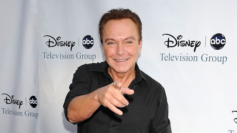 David Cassidy posing in front of a Disney Television backdrop.