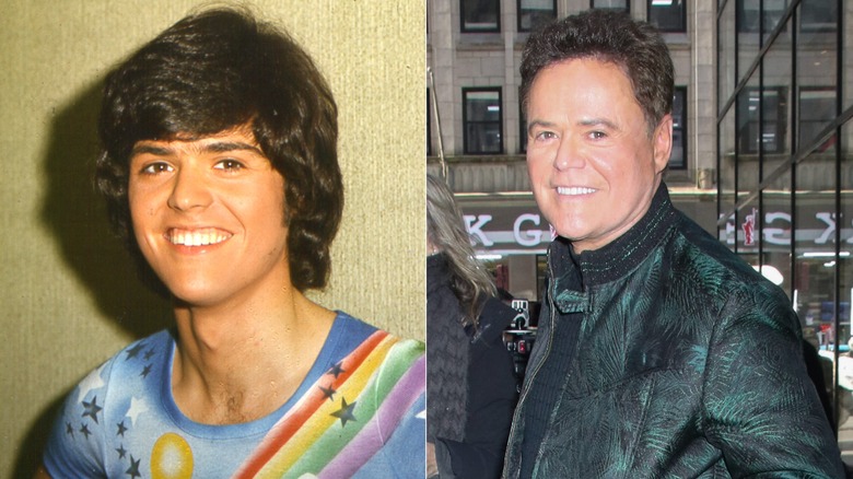 Donny Osmond in rainbow shirt and Donny Osmond in black leather jacket