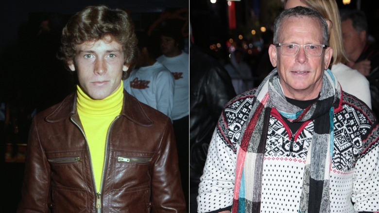 Willie Aames in yellow turtleneck and brown jacket and Willie Aames in fair isle sweater and glasses