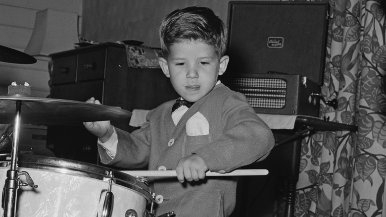 A young Keith Thibodeaux (Richard Keith) playing the drums