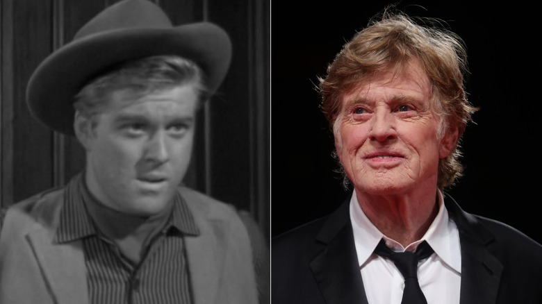 Two images of Robert Redford, one from his guest spot on Maverick, the other later in life.