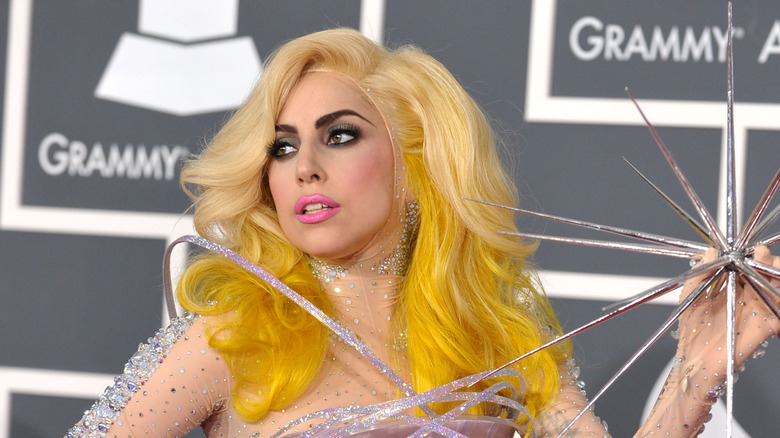 Lady Gaga in a yellow wig