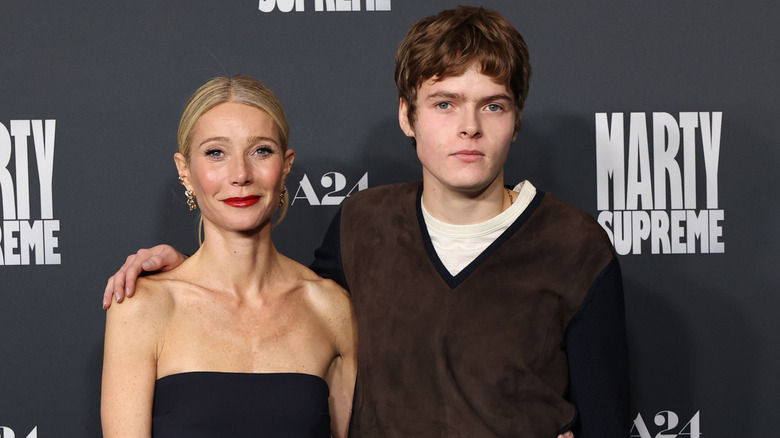Gwyneth Paltrow and Moses Martin at Marty Supreme preview