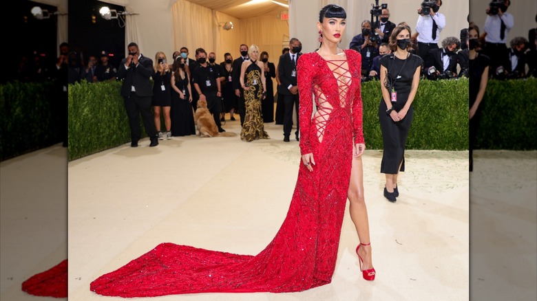 Megan Fox in a red dress at the 2021 Met Gala