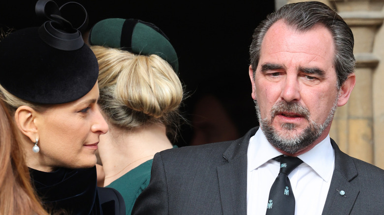 Prince Nikolaos of Greece and Denmark departing the Thanksgiving Service for King Constantine of the Hellenes at St George's Chapel in 2024