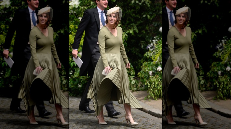 Princess Eugenie walks into the Duke of Westminster's wedding