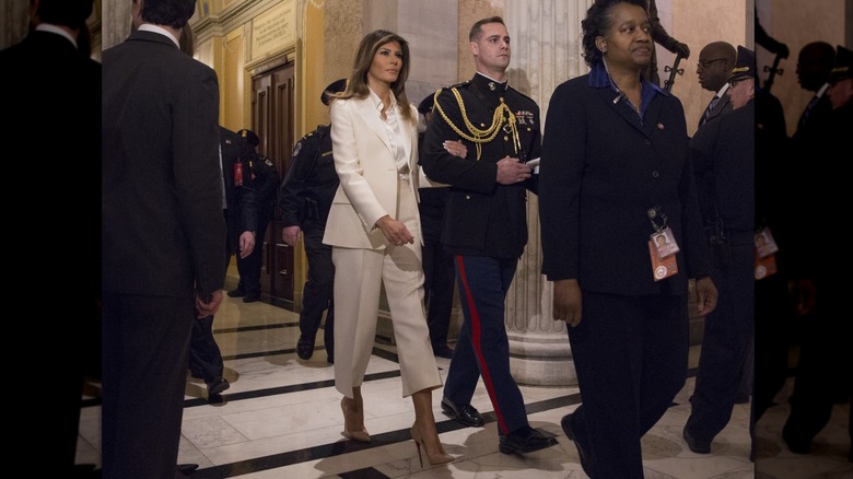 U.S. first lady Melania Trump departs The Capitol at the conclusion of President Donald J. Trump's State of the Union Address on Capitol Hill January 30, 2018 in Washington, DC (2018)