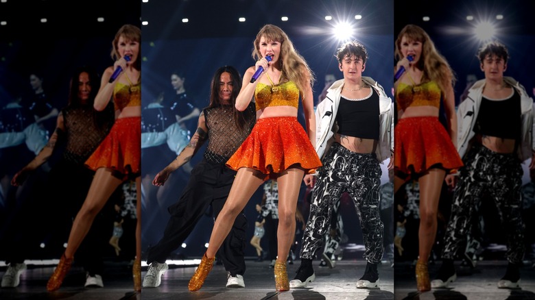 Taylor Swift performing at the 87th show of the Eras Tour in Paris