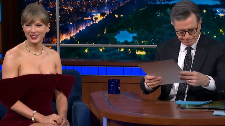 Taylor Swift on "The Late Show With Stephen Colbert" on December 10, 2025