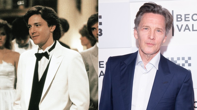 Split photo of Andrew McCarthy in "Pretty in Pink" (1986) versus the 2024 Tribeca Festival