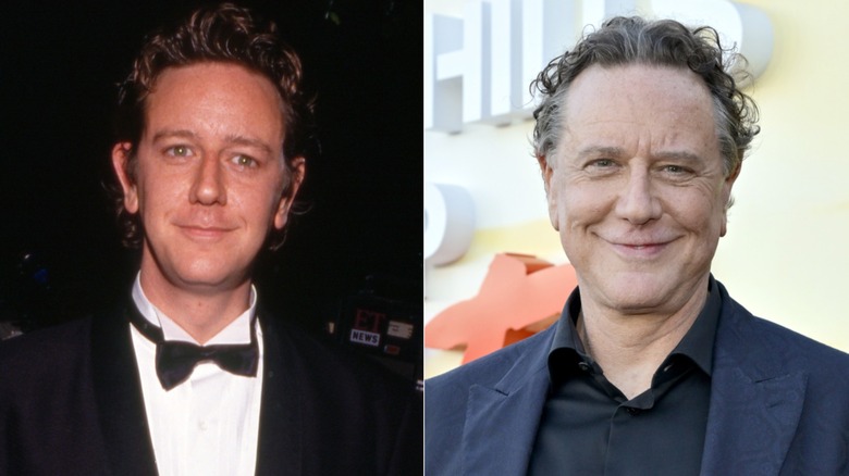 Split photo of Judge Reinhold in the '80s and in 2024