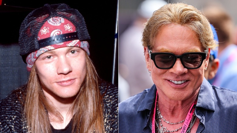 Axl Rose in the 1980s and in 2025.
