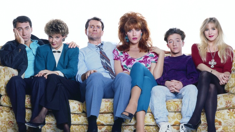 The cast of the sitcom "Married... with Children" pose for a promotional portrait