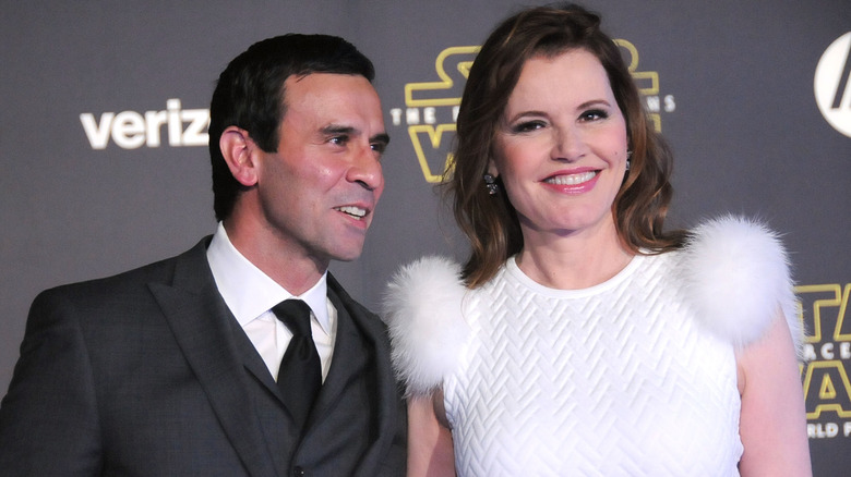 Reza Jarrahy and Geena Davis smiling