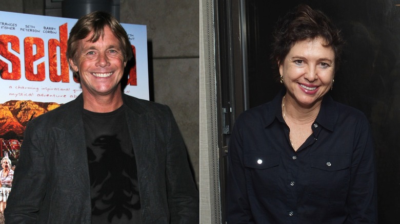 split screen of Christopher Atkins and Kristy McNichol smiling