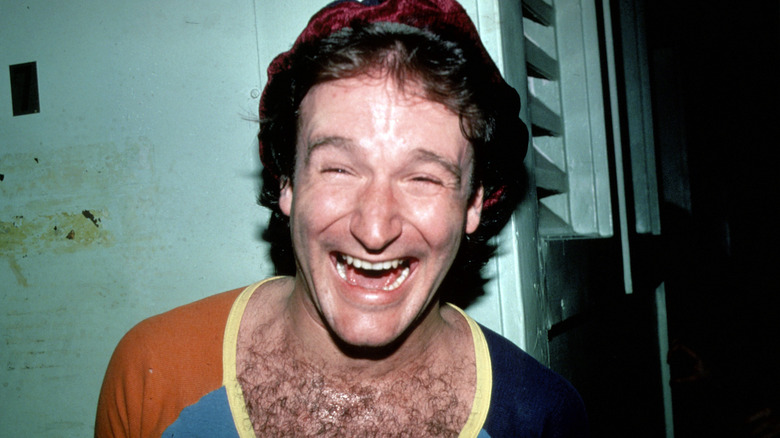 Robin Williams laughing in New York City in 1980