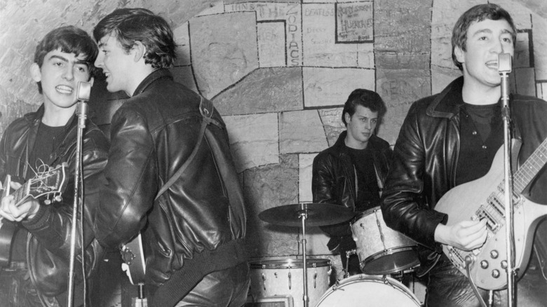 The Beatles singing with Pete Best on drums