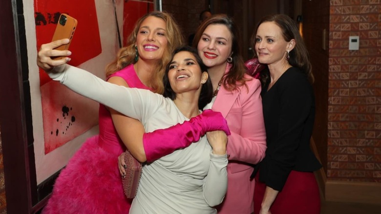 Blake Lively, America Ferrera, Amber Tamblyn, and Alexis Bledel taking a selfie.