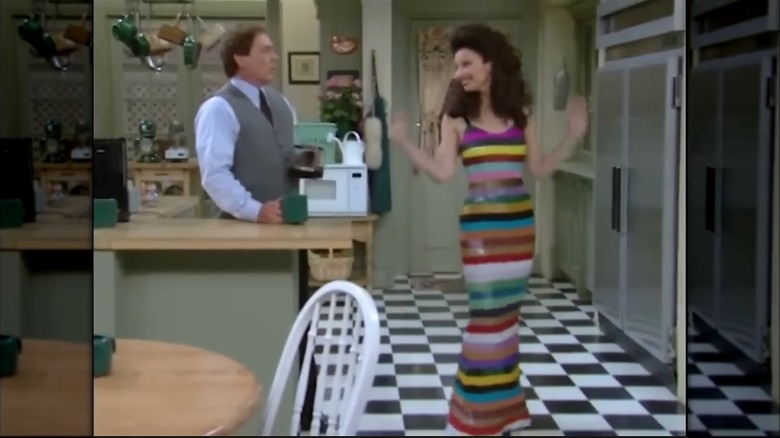 Fran Fine in The Nanny wearing striped Todd Oldham dress