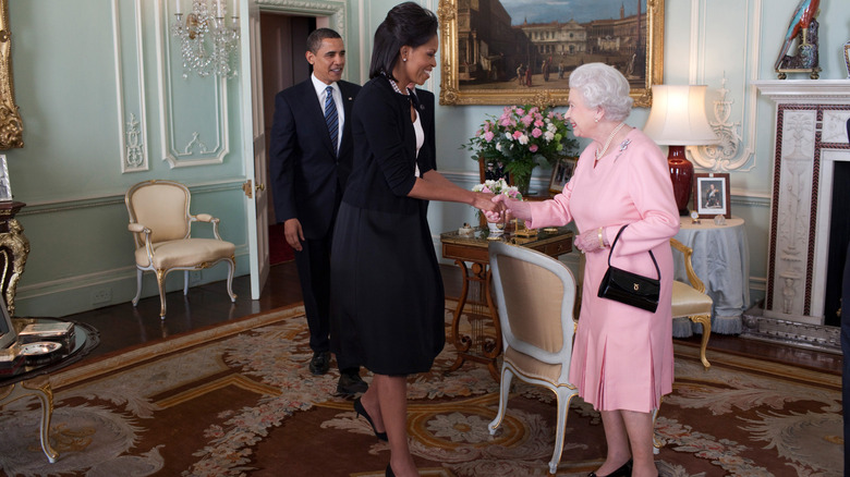 Michelle Obama meeting Queen Elizabeth II