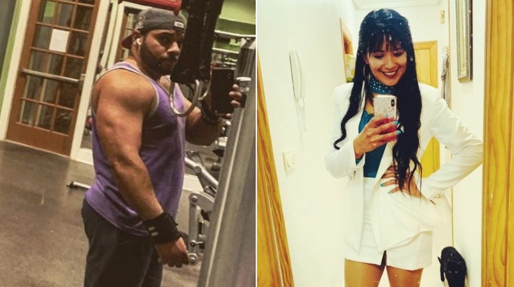 Ricky and Ximena taking selfies 