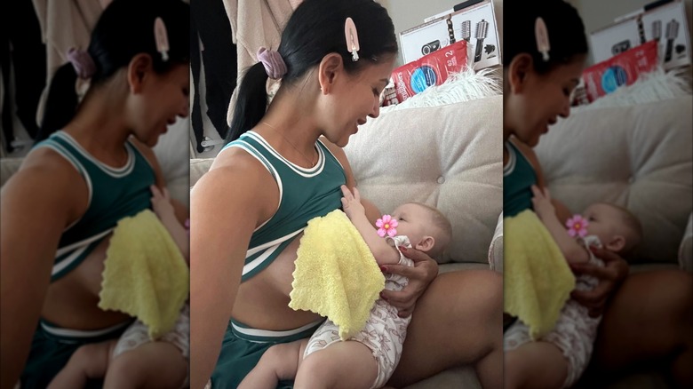Jasmine Pineda breastfeeding her daughter.