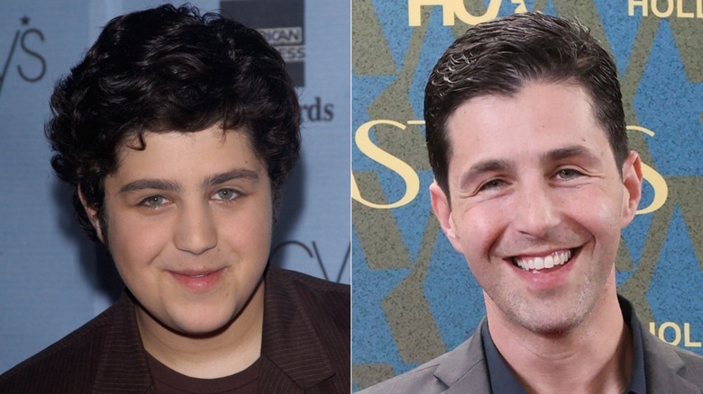 Split image of Josh Peck in the 2000s during his "Drake & Josh" fame & smiling at a red carpet event in 2024
