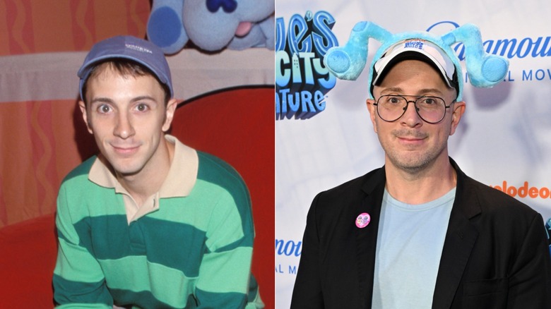 Split image of Steve Burns in 1999 & attending an event in 2022