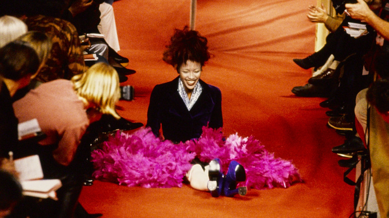 Naomi Campbell taking a fall at the 1993 Vivienne Westwood show.