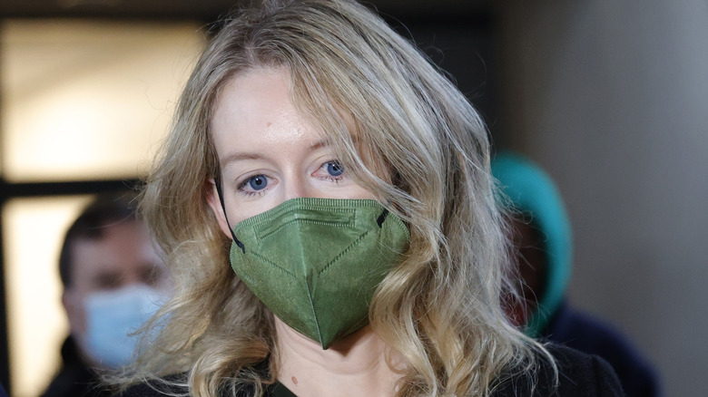 Elizabeth Holmes wearing a mask