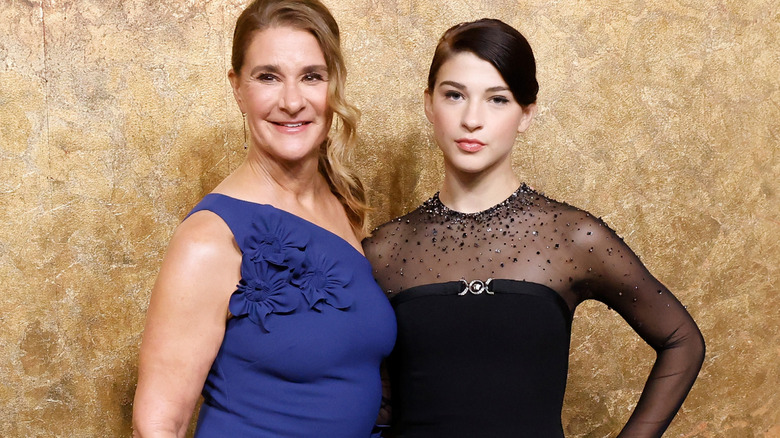 Phoebe and Melinda Gates pose on a red carpet
