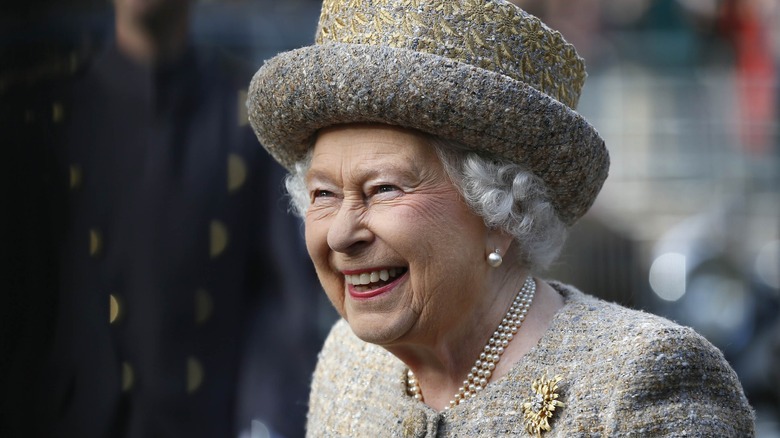 Queen Elizabeth II with a big smile