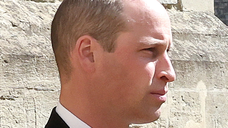 Prince William in profile during Philip funeral