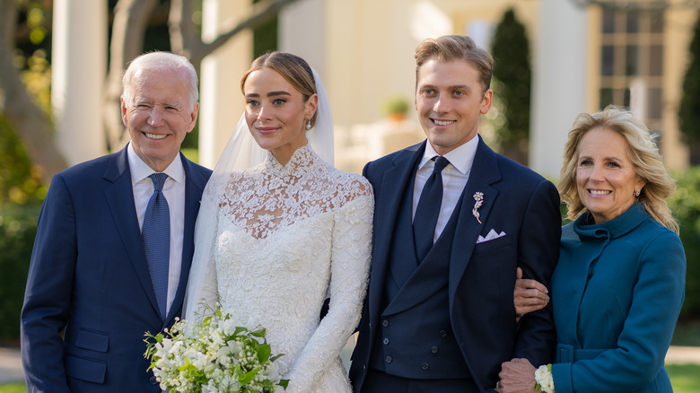 The Biden family poses for a wedding day photo