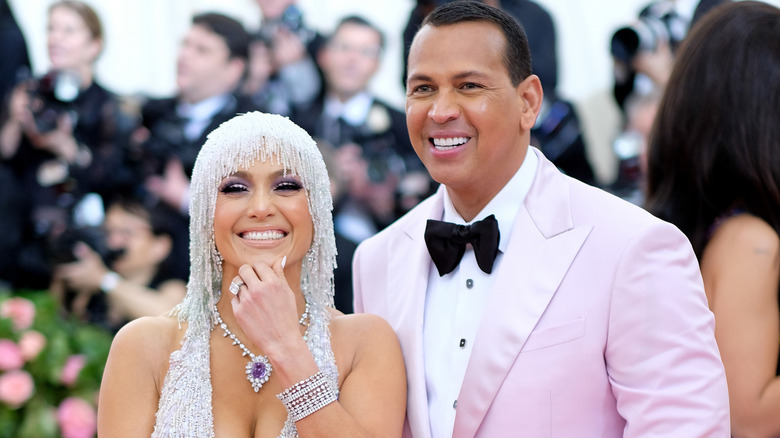 Jennifer Lopez and Alex Rodriguez smiling