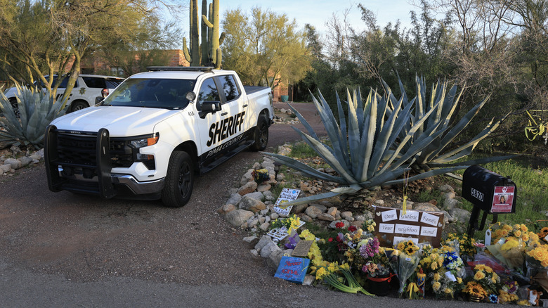 A Pima County Sheriff truck in Nancy Guthrie's driveway