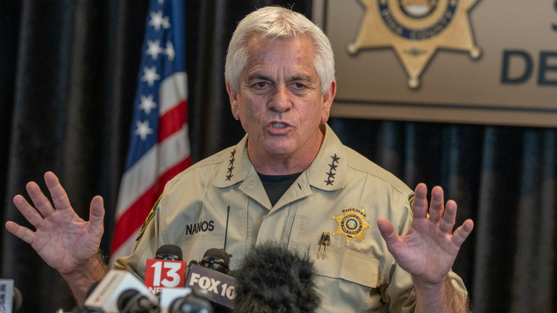 Sheriff Chris Nanos from the Pima County Sheriff Department at a press conference in 2026