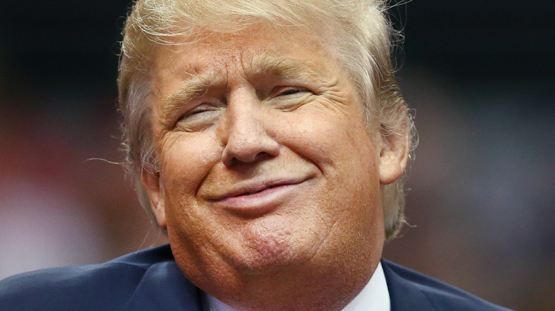 Former President Donald Trump makes a face